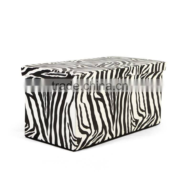printed nonwoven long storage box chair,storage puff ottoman