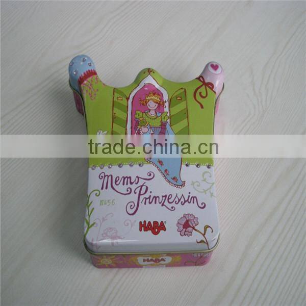 crown shaped cute candy metal tins for kids