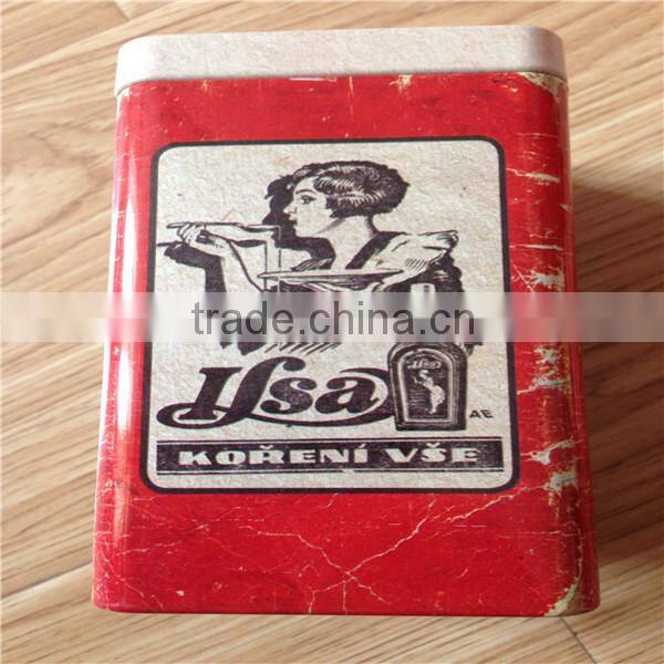 2015 chiness rectangular shaped metal storage tin box with window