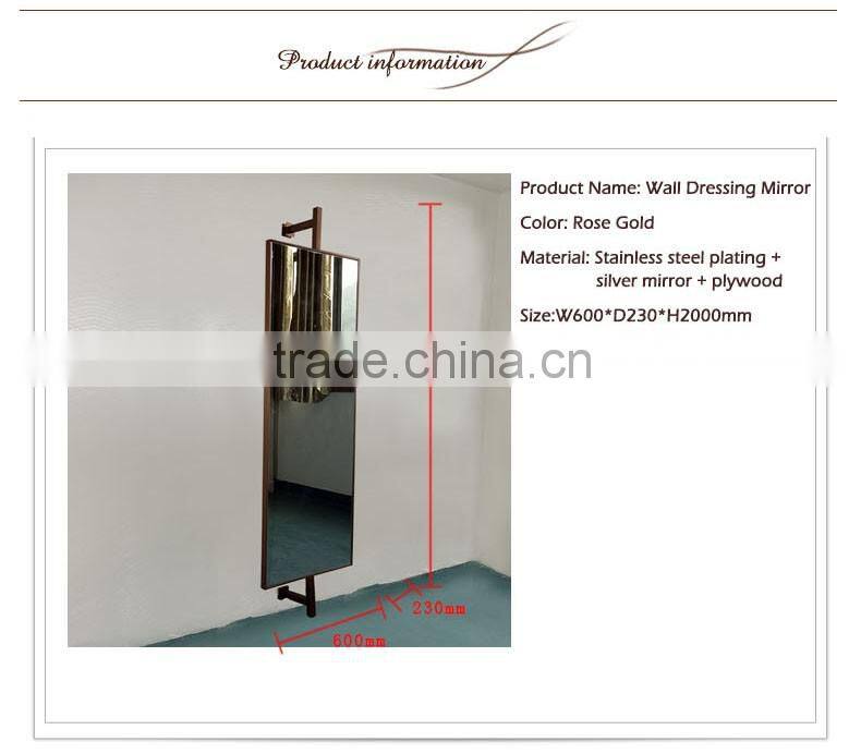 2016 New Product Stainless Steel Frame Design Fixed Wall Glass Dressing Mirror