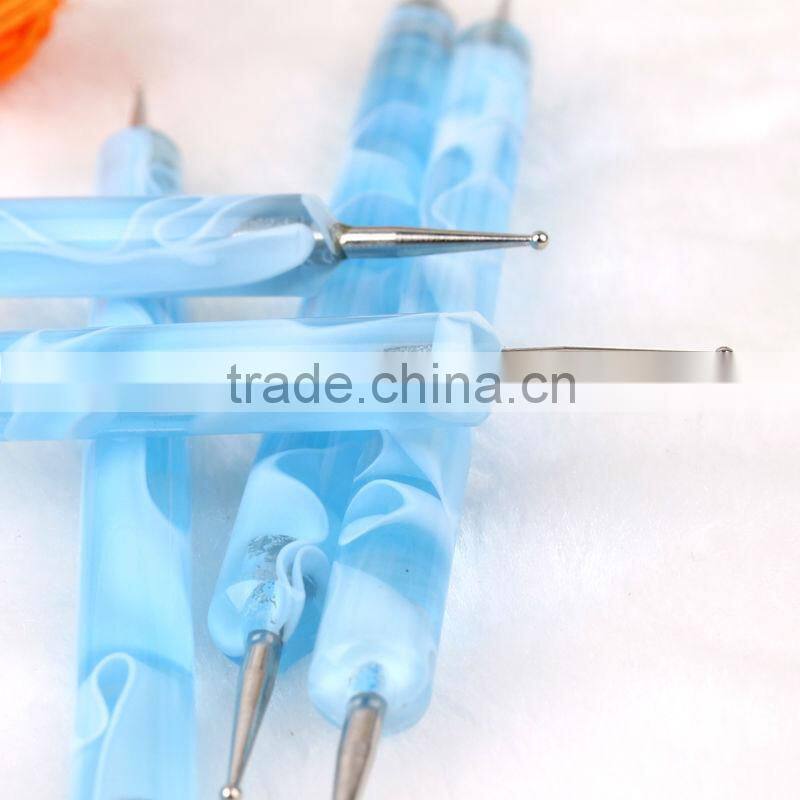 2 Ways wholesales crystal 2 ways 5 pcs wave printing blue pen nail dotting tool