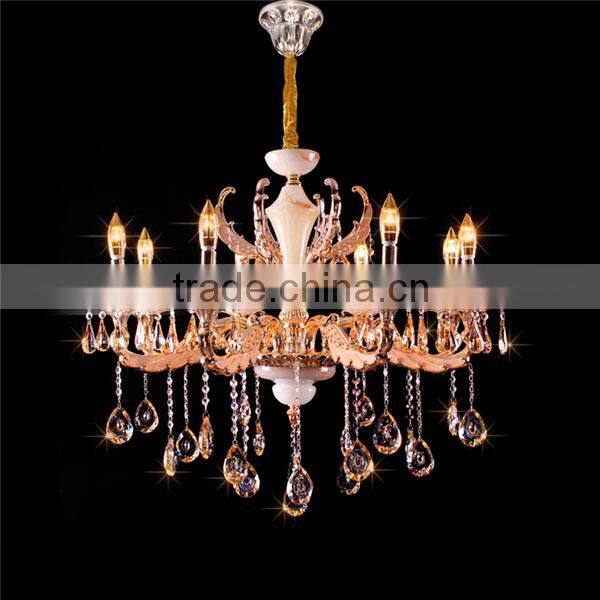Gold Antique European Crystal Chandelier Glass Arm Candle Chandelier for Building Decoration
