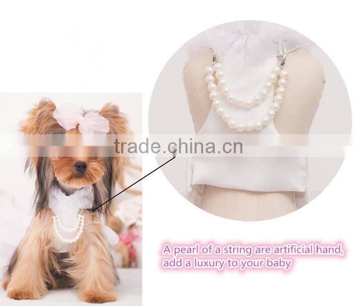 Dog clothes dog wedding dress with pearl