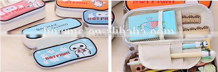 Large canvas wholesale pencil case for kids Baymax pen bag