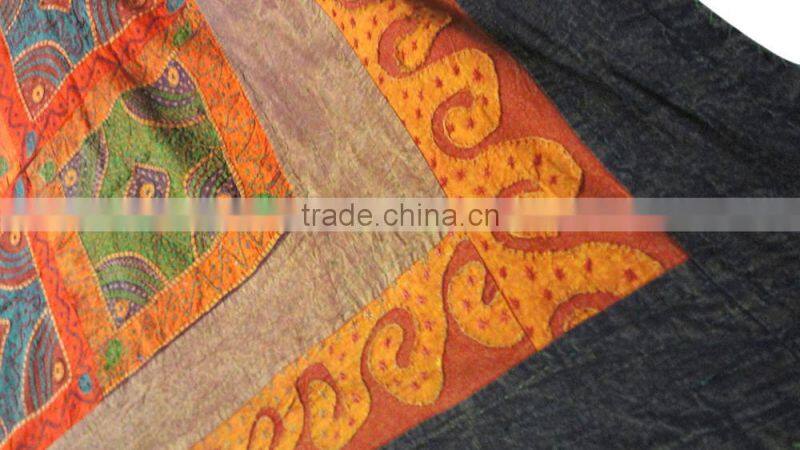 RTHBC-10 Gujarati Traditional kantha stitching Indian Designs Beautiful Applique Cotton Cutwork Embroiderd queen size bed cover