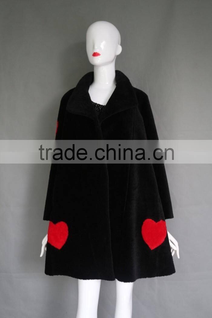 Korean women's merino sheep fur long cashmere coat & winter long fur coat with for girls