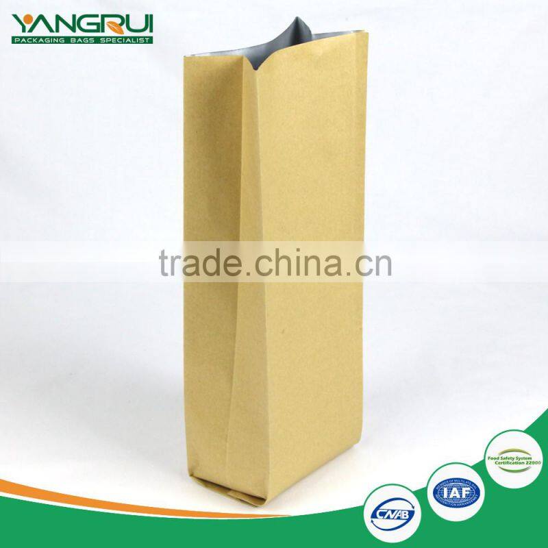 wholesale new design food grade box bottom pouch kraft paper food bag