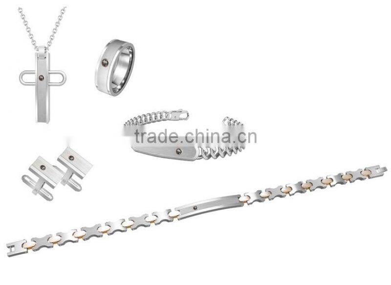 2016 Coolman Jewelry Professional Design only for Successful Men Glamour 316L Jerwelry Sets Pendant Cufflinks Ring and Bracelet