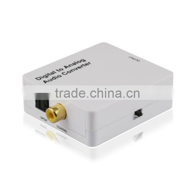 Shenzhen manufactured plasic housing Digital Coaxical Toslink to Analog R/L 3.5mm Audio Converter