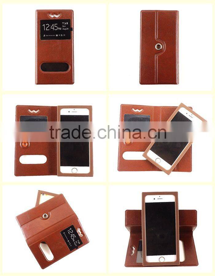 Multiple sizes leather universal rotating case cover for 4.5 inch cellurar wholesale