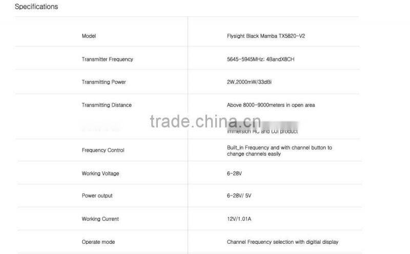 G2856 5.8Ghz 2W 40ch long range powerful fpv wireless AV transmitter FPV sender Flysight Black Mamba TX5820 V2