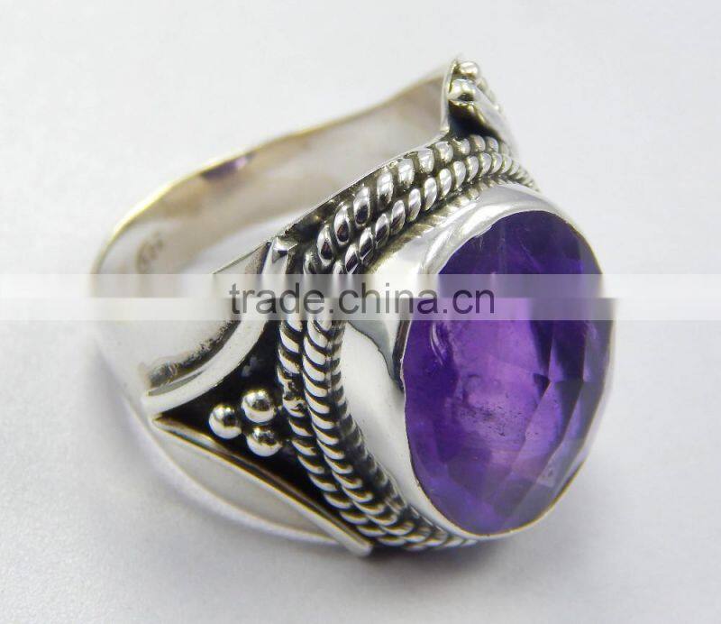 Natural faceted amethyst ring 92.5 sterling silver jewellery