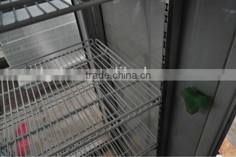 Glass door walk in cooler in supermarket