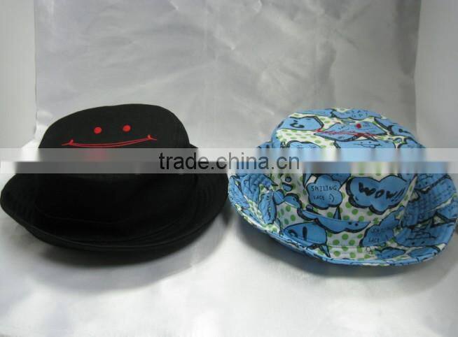 New Design Smile Face Printing Flower cotton Bucket Hat