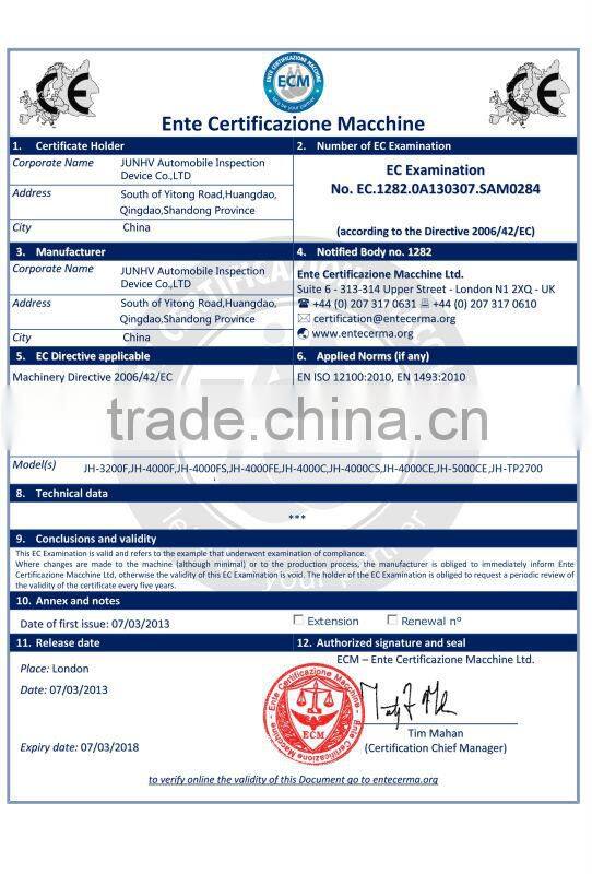 JUNHV hot selling two post auto lift with CE certificate JH-4000FE