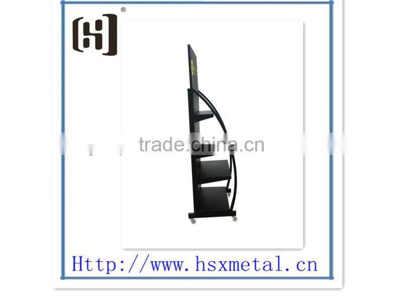 black powder coat supermarket metal bottle display stand rack HSX-S634