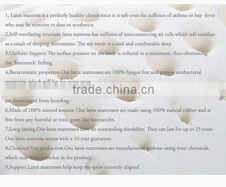 XD-KL001 high quality Thailand latex mattress/thin latex mattress topper