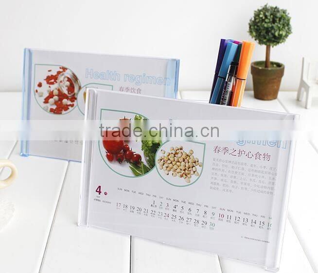 2016 hot sale with pen holder acrylic calendar