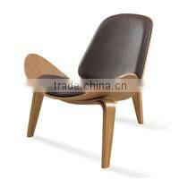 Molded Plywood Chair Cow Leather, Real Leather Upholstered Chair, Genuine Leather Cover Lounge Chair