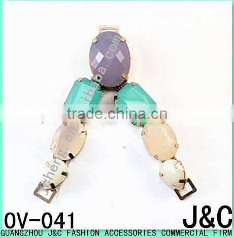 new arrival V shaped resin stone decorated shoe ornament/ shoe accessory/ shoe trim