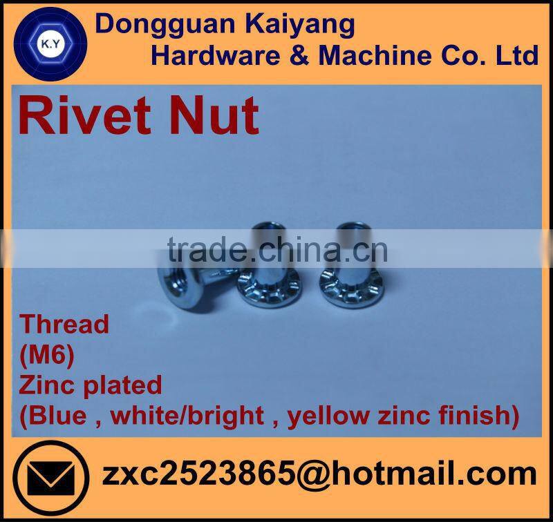 Round Head Barrel Nut (Furniture Nuts and Bolts) with Bright(White)/ Black / Blue/ Yellow ZincPlated; M6, M8.