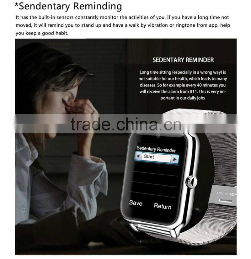 New Sedentary Remind Inteligente Z60 Smart Watch TF Card Camera Bluetooth Smartwatch For Android Phone