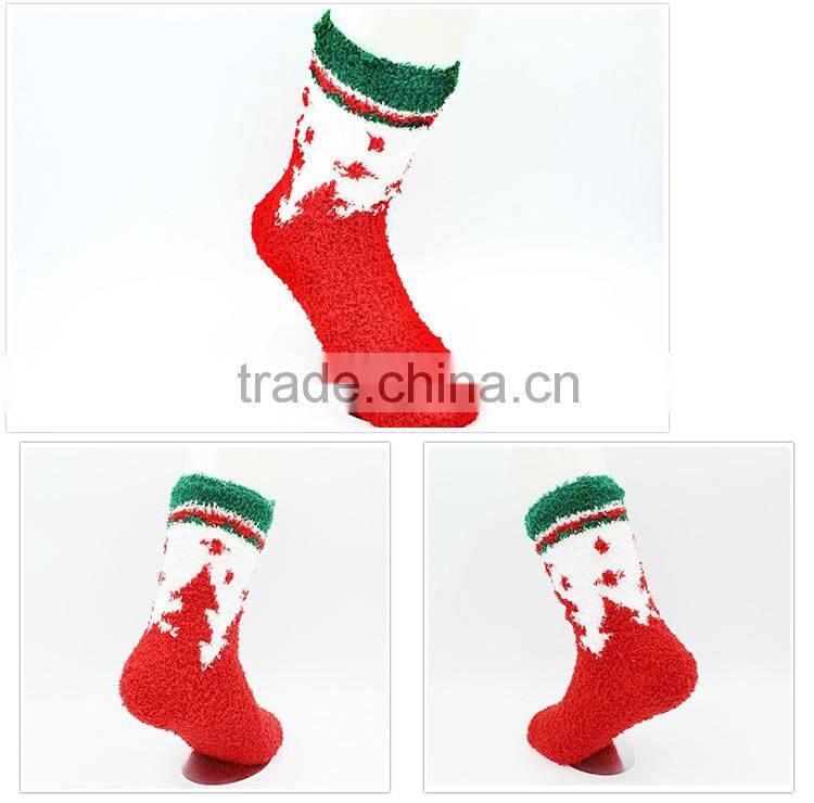 Thick adult christmas style red cheap wholesale full terry socks