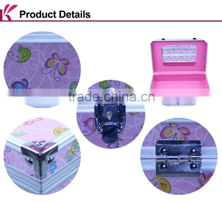 Personalized Lockable Hardshell Pink Makeup Boxes With Compartments