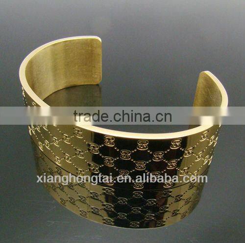 Titanium Cuff Bangle, IP Gold Fashionable Men's Engravable Bangle Wholesale