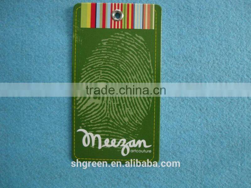 Printing cardboard hangtag with rope