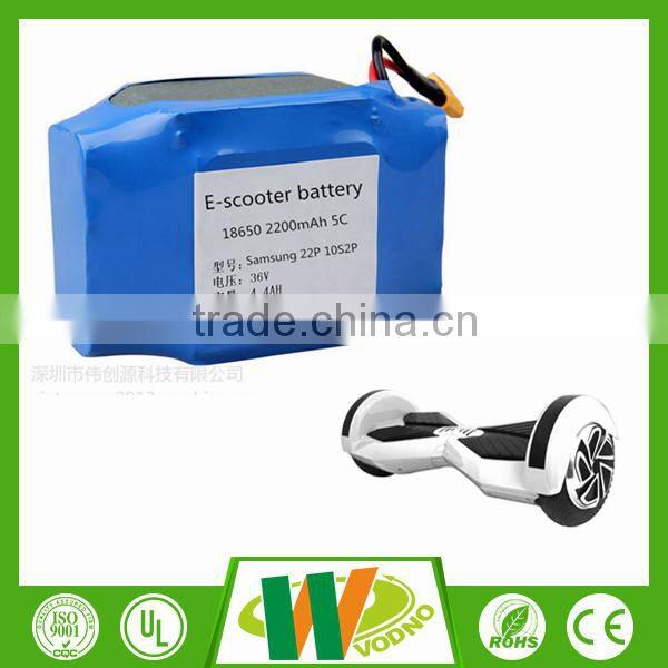 36v 4.4Ah rechargeable lithium battery for replace the self-balancing scooter battery