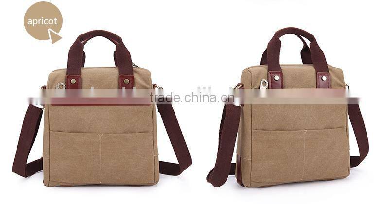 Casual Genuine Leather Hand Bag Canvas Messenger bag Mens Hand Bag Tablet Messenger Bag For Men