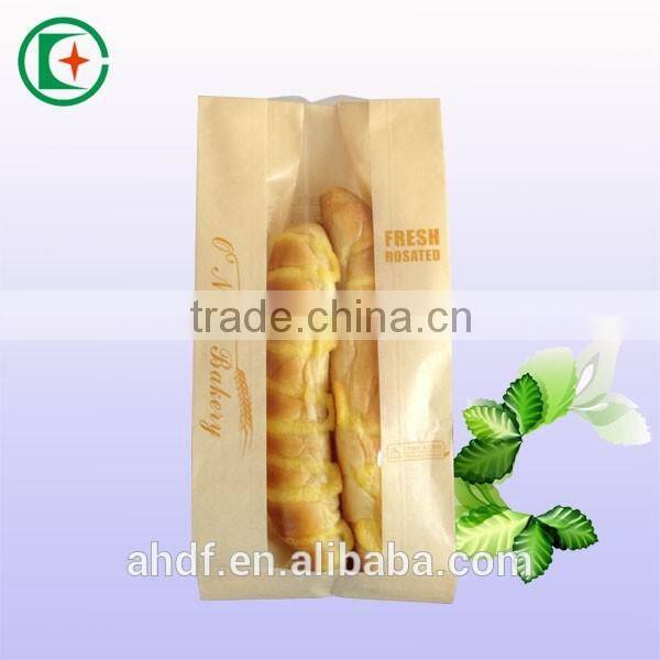 wholesale kraft brown croissant bread paper bag with window