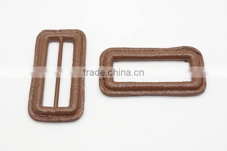 Inner Diameter 4.8 cm Brown Real Leather Buckles Buttons with Metal Pin