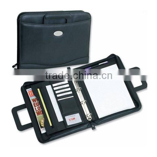 2016 A4 zipper leather briefcase with handle