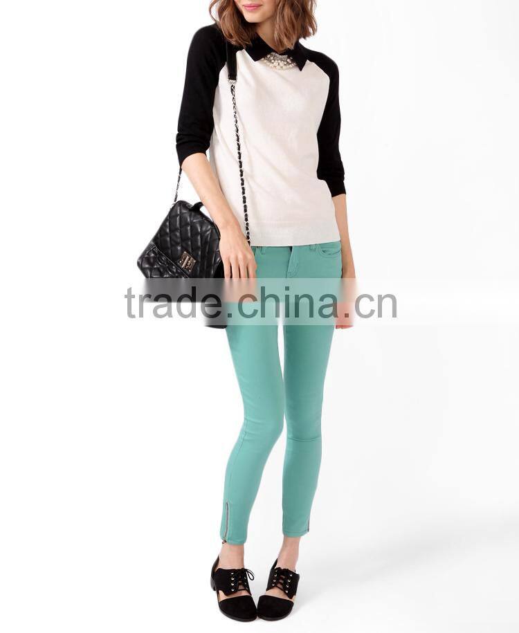 Stretchy Zippered Denim Skinny Jeans for women (LOTX173)