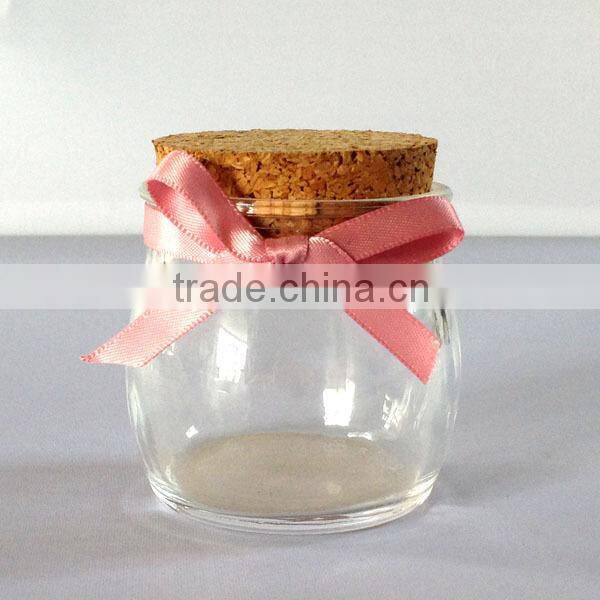 2014 Hot sale small cheap glass jar with cork stopper