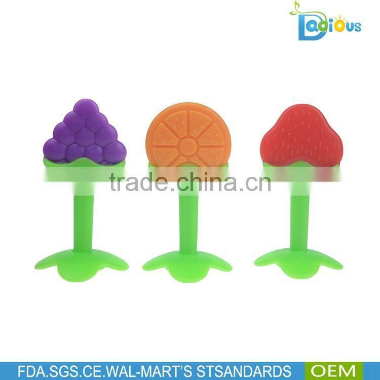 2017 Hot Sale BPA Free Food Grade Silicone Fruit Orange Baby Teether