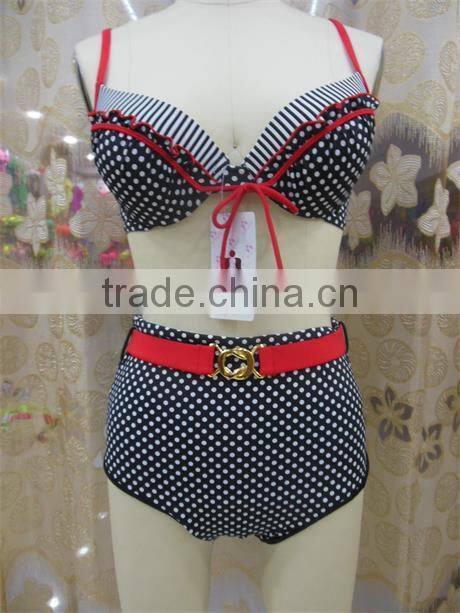 2015 new arrival retro high waisted bikini