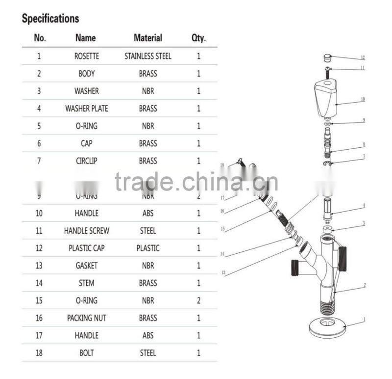 Brass 5 Ways Angle Valve