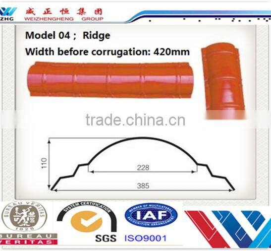 Low price color coated steel ridge for two-sloped roof, long use ridge steel roof