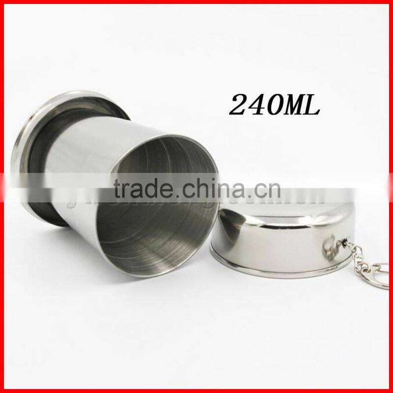 Wholesale stainless steel folding cup folding telescopic cup outdoor folding cup 304 folding cup camping climbing on foot