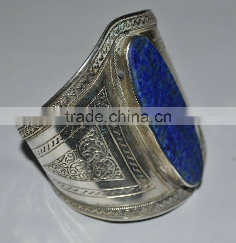 Lapis lazuli afghan silver bracelet