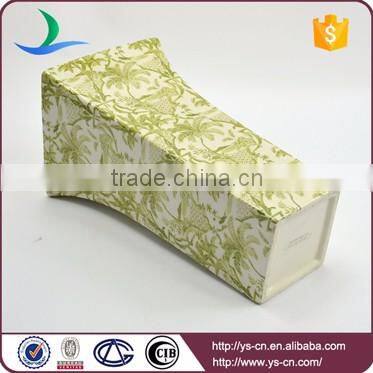 Square lime green landscape Motif stoneware hand made vases