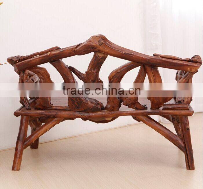 Southeast Asia Style Root Carved Double Seater Chair, Wood Carved Decorative Leisure Chair (BF01-X1164)