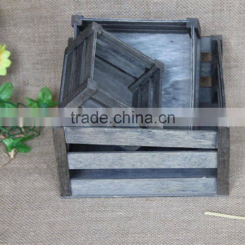 Vintage Antique wooden apple crates wood storage box with handle wholesale