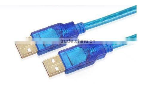 Factory Supplier USB 2.0 64 Knit Data Line Male to Male Transparant Blue Color Line