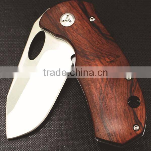 Mini Outdoor Camping Survival Tool Wooden Handle Multifunction Pocket Knife