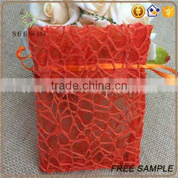 christmas drawstring small organza mesh floral bag