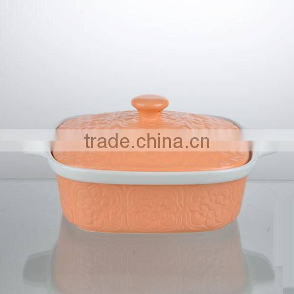 10.4"/8.7"/6.3"bright orange ceramic cookware sets pan with cover